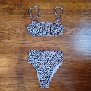 Leopard print bikini swimsuit